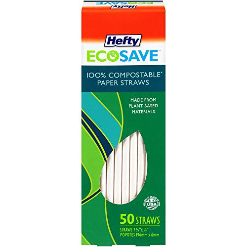 Hefty ECOSAVE 100  Compostable Paper Straws 50 Count