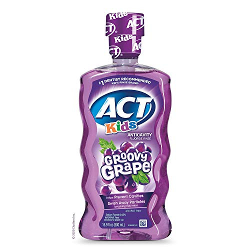 ACT Kids Anticavity Fluoride Rinse With 169 fl oz Accurate Dosing Cup Alcohol Free Groovy Grape