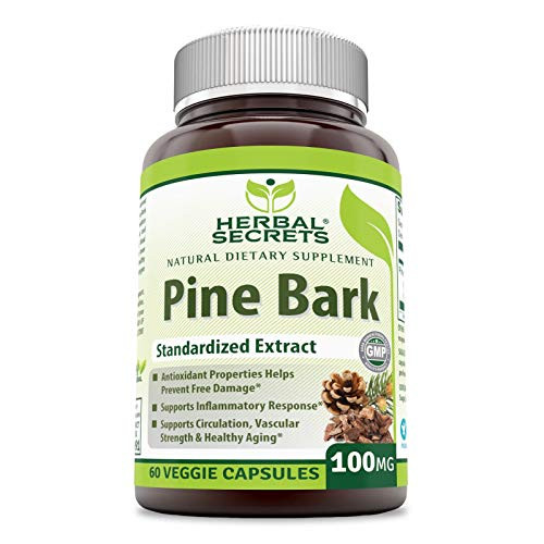 Herbal Secrets Pine bark Extract 100 mg 60 Veggie Capsules * Antioxidant   Anti inflammatory Properties * Protection Against Free Radicals * Supports Circulation Vascular Strength   Healthy Ageing*