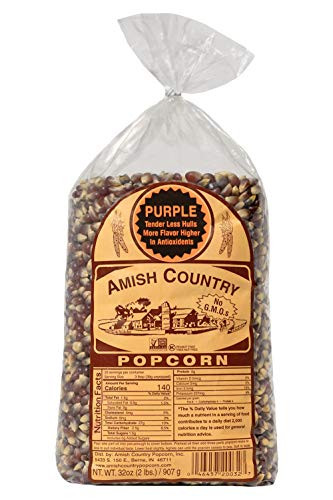 Amish Country Popcorn   2 lb Bag   Purple Popcorn Kernels   Old Fashioned with Recipe Guide  Purple   2 lb Bag