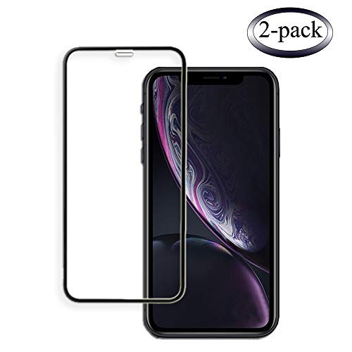 Screen Protector Compatible for iPhone XR Tempered Glass Screen Protector 3D Full Frame Curved Edge 9H Hardness Easy InstallationCase Friendly Compatible for iPhone XR 2 Pack