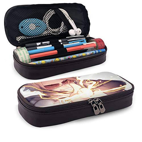 My Hero Academia Kaminari Denki PU Leather Pencil CaseWaterproof and Durable Pencil Pouch with Zipper ClosureCosmetic Makeup Bag for Teen Boys Girls School Students