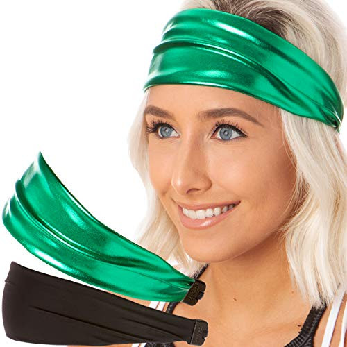Hipsy Irish Green Headband St Patricks Day Accessories Clover Shamrocks Headband Multi Packs  Basic Black   White Shamrocks Xflex 2pk