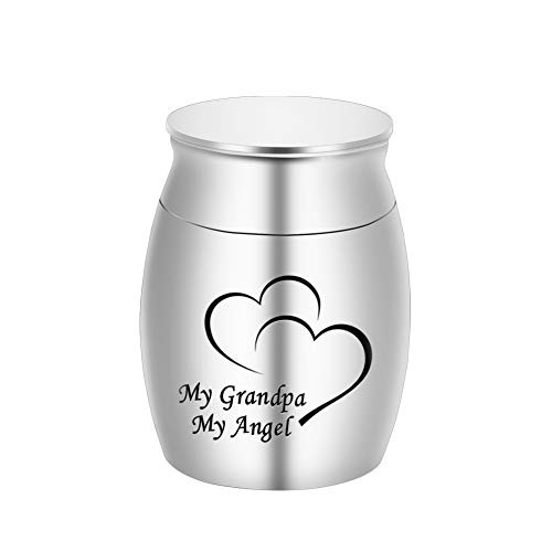 Dletay Small Keepsake Urns for Human Ashes Mini Cremation Urns for Ashes Stainless Steel Memorial Ashes Holder My Grandpa My Angel