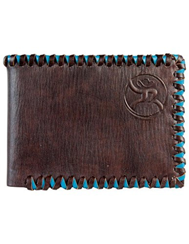 Hooey Brand Roughy Signature Turquoise Stitched Edge Leather Bifold Wallet   1831161W5