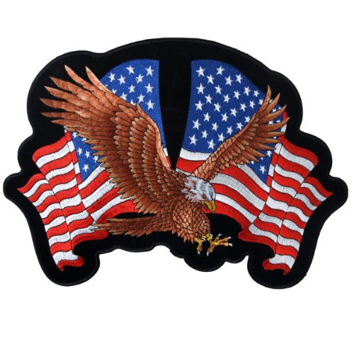 Hot Leathers Eagle 2 Flags Patch  4  Width x 3  Height