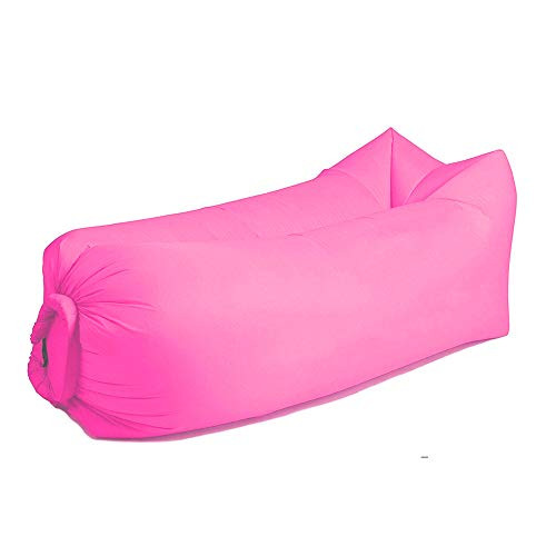 HBKOLEP Inflatable sofa outdoor lazy sofa bed manufacturer portable beach sleeping bag folding single air sofa Pink