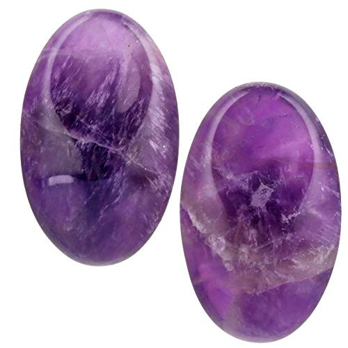 rockcloud Pack of 2 Amethyst Crystal Thumb Worry Stone for Anxiety Healing Crystal Pocket Palm Stone Oval Shape rockcloud Pack of 2 Amethyst Crystal Thumb Worry Stone for Anxiety Healing Crystal Pocket Palm Stone Oval Shape