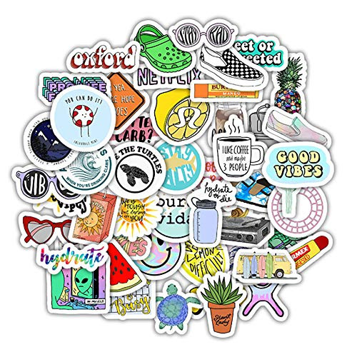 Vsco Cute Stickers for Hydro Flask 50pcs  Vinyl Sticker for Laptop Cups Phone Case Computer PC Water Bottle Bike Helmet Car Motorcycle Tumbler Luggage Helmet Skateboard Snowboard Gift for Kids