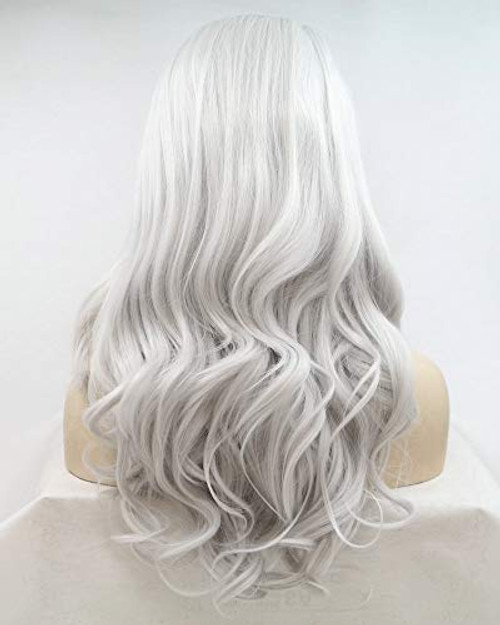 Light Silver Gray Wig Heat Resistant Natural Hairline Side Part Synthetic Lace Front Wigs for Women Drag Queen Natural Wave Long Pastel Grey Hair Ladies Girls Replacement Glueless Wig 22 Light Silver Gray Wig Heat Resistant Natural Hairline Side Part Synthetic Lace Front Wigs for Women Drag Queen Natural Wave Long Pastel Grey Hair Ladies Girls Replacement Glueless Wig 22