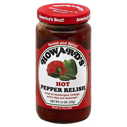 HOWARD S Premium Pepper Relish   Gluten Free All Natural   Perfect for Hamburgers Hot Dogs and Dips  Hot 1 Pack