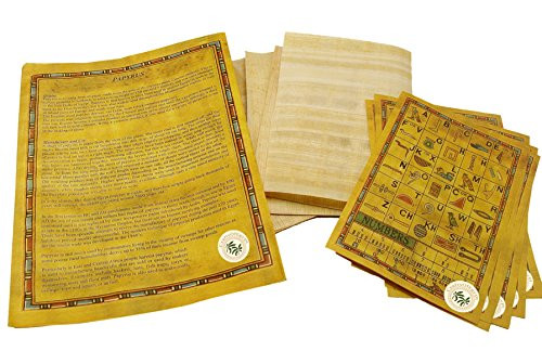 Set 10 Egyptian Papyrus Paper 4x6 inch (10x15 cm) - Ancient Alphabets Papyrus Sheets-Papyri for Art Project, Scrapbooking, And School History - Ideal Teaching Aid Scroll Paper- By CraftsOfEgypt