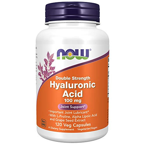 NOW Supplements Hyaluronic Acid Double Strength 100 mg with L Proline Alpha Lipoic Acid and Grape Seed Extract 120 Veg Capsules NOW Supplements Hyaluronic Acid Double Strength 100 mg with L Proline Alpha Lipoic Acid and Grape Seed Extract 120 Veg Capsules