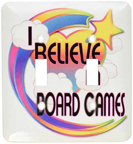 3dRose lsp 166291 2 I Believe in Board Games Cute Believer Design Double Toggle Switch