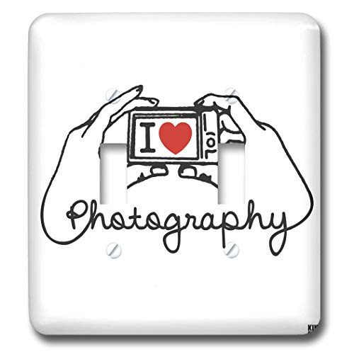 3dRose lsp 37766 2 I Love Photography On Background Double Toggle Switch White