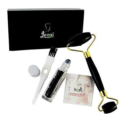 ibrand Jade Roller for Face Massage Essential Oils Roller Bottle Anti Aging 100 Natural Black Obsidian Facial Jade Roller Set Face Eye Neck Beauty Roller for Slimming Firming Skin Care ibrand Jade Roller for Face Massage Essential Oils Roller Bottle Anti Aging 100 Natural Black Obsidian Facial Jade Roller Set Face Eye Neck Beauty Roller for Slimming Firming Skin Care
