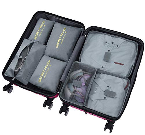 Sackorange 7 Set Travel Storage Bags Packing cubes Multi functional Clothing Sorting PackagesTravel Packing PouchesLuggage Organizer  Gray