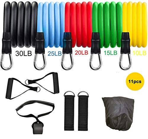 Wisdagaly Resistance Bands Set ?Workout Bands? Exercise Bands?5 Fitness Bands for Working Out with Door Anchor Handles Legs Ankle Straps for Resistance Training?Physical Therapy Home Workouts
