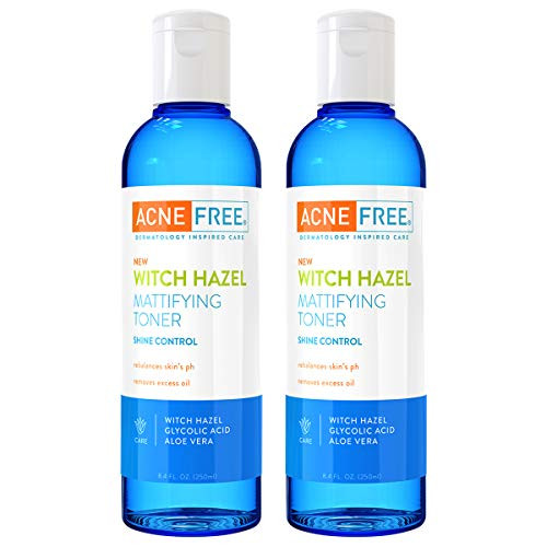Acne Free Witch Hazel Mattifying Toner Pack of 2 84oz each with Witch Hazel Glycolic Acid Aloe Vera Toner to Help Rebalance Skin s pH and Remove Excess Oil