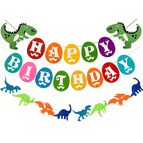 Dinosaur Happy Birthday Banner, Colorful Felt Garland Flag for Dino Jungle Jurassic First Birthday Dinosaur Party Supplies Decorations Dinosaur Happy Birthday Banner, Colorful Felt Garland Flag for Dino Jungle Jurassic First Birthday Dinosaur Party Supplies Decorations