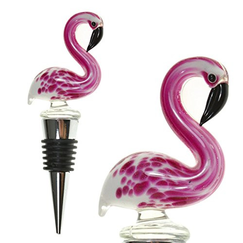 Glass Flamingo Wine Bottle Stopper   Decorative Colorful Unique Handmade Eye Catching Glass Wine Stoppers   Flamingo Gifts Wine Accessories Gift for Host Hostess   Wine Corker Sealer