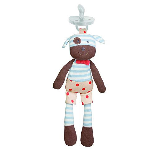 Apple Park Organic Farm Buddies   Boxer Dog Pacifier Buddy Baby Toy for Newborns and Infants   Hypoallergenic 100  Cotton