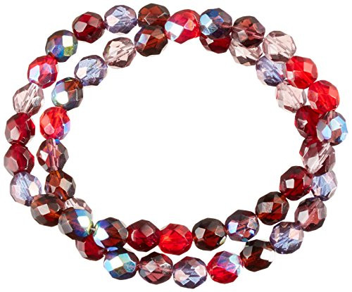 Jablonex Czech Fire Polish Vineyard Round Glass Beads  50 Pack  8mm Red Purple
