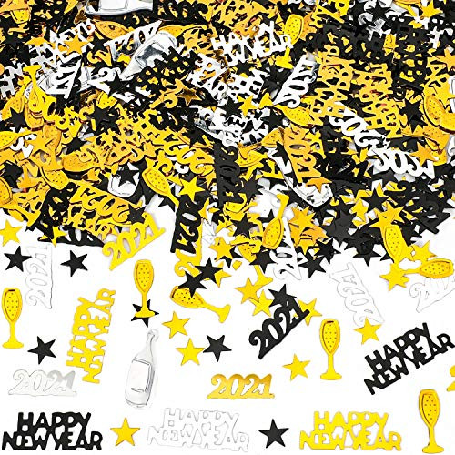 Konsait 2021 New Years Confetti Decoration Party Centerpiece Table Confetti for New Years eve Party Wrapping Decor 2021 Happy New Year Decoration Party Favor Supplies50g