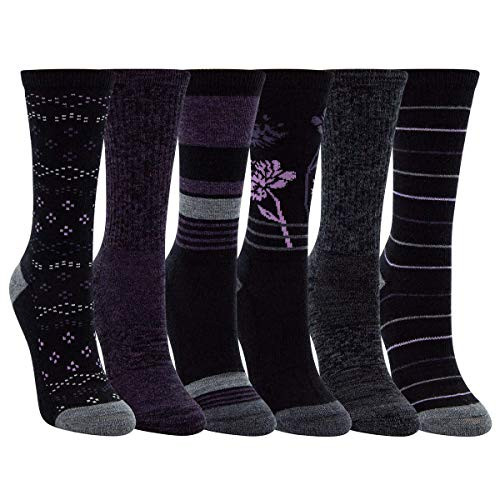 Kirkland Signature Womens 6 Pack Extra Fine Merino Wool Trail Socks  Black Purple