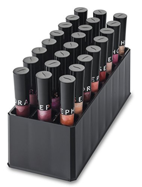 byAlegory Acrylic Lip Gloss Organizer Beauty Makeup Holder   24 Space Organization Container Storage For Tall Lip Gloss Lipstick Products   Black Clear