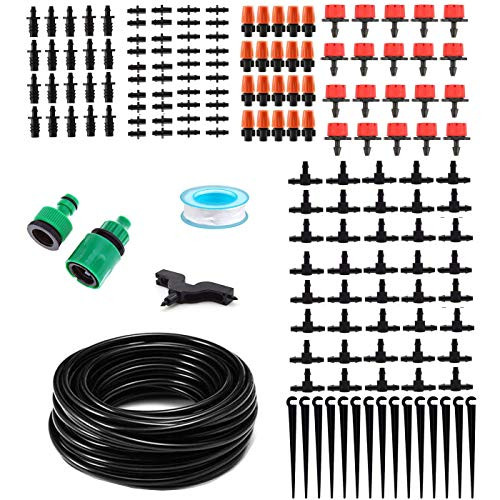 Garden Irrigation System DIY Drip Irrigation Kit 1 4  Blank Distribution Tubing Watering Drip and Saving Water Automatic Irrigation Equipment Set for Greenhouse Flower Bed Patio  Irrigation System