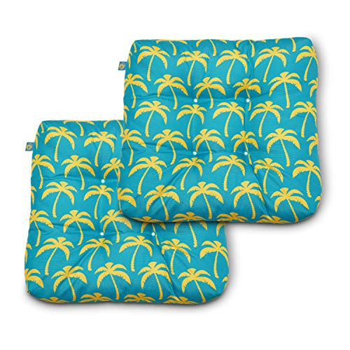 Duck Covers Water Resistant 19 x 19 x 5 Inch Indoor Outdoor Seat Cushions Real Teal Palm 2 Pack