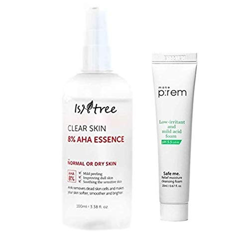 ISNTREE Clear Skin 8  AHA Essence 338 fl oz   4  Lactic Acid   4  Glycolic Acid   Exfoliating Skin Brightening Moisturizing   Remove Whiteheads Blackheads Controls Excessive Oil   Sebum
