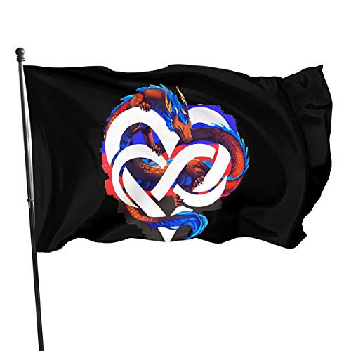MINIOZE Polyamorous Pride Flag Dragon Funny Themed Welcome Party Outdoor Outside Decorations Ornament Picks Home House Garden Yard Decor 3 X 5 Ft Jumbo Large Huge Flag