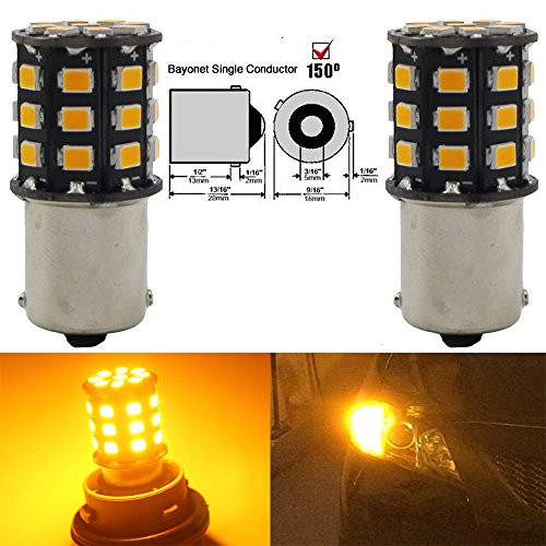 AMAZENAR 2-Pack 1056 BAU15S 7507 12496 Car Turn Signal Lights Bulbs - 12V-24V Extremely Bright Amber/Yellow 2835 33 SMD LED Light Bulb - Replacement for Tail Blinker LED Bulb Light