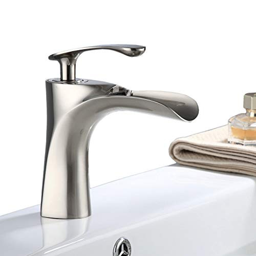 Modern Waterfall Bathroom Sink One Hole Lever Brushed Nickel Faucet Single Handle Commercial Deck Mount Lavatory Vanity Faucets Brass Basin Mixer Tap