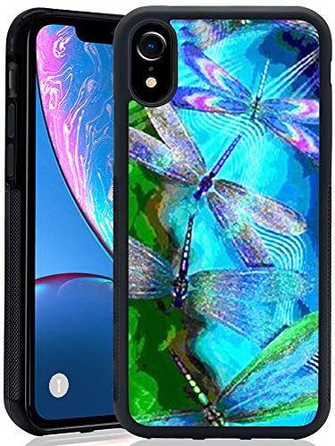 ChyFS Phone Case for iPhone Xr Glitter Dragonfly Case Black Protective Case for iPhone Xr