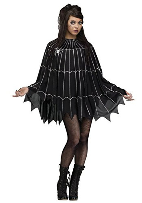 Fun World Spider Web Poncho Costume Standard Black Fun World Spider Web Poncho Costume Standard Black