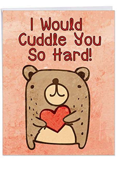 Big Cuddle You So Hard Valentines Day Greeting Card  85 x 11 Inch    Funny Notecard Gift for Loving Couple   Give Your Valentine Bear Hugs Hilarious Laughs   Fun Stationery Card with Envelope J2197