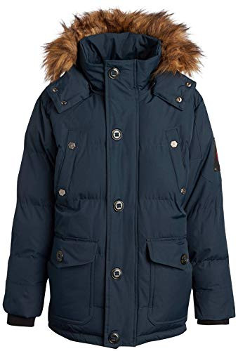 J Whistler Boys Heavyweight Parka Puffer Jacket with Removable Hood Navy Size 8