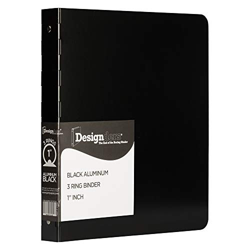 JAM PAPER Aluminium 1 inch Binders   Black Aluminum 3 Ring Binder   Sold Individually