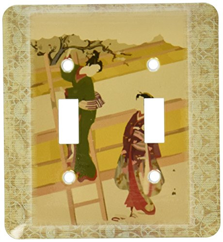 3dRose lsp 38119 2 Japanese Ladies On Vintage Oriental Background Double Toggle Switch