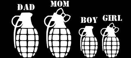 Legacy Innovations Grenade Family White Decal Vinyl Sticker Cars Trucks Vans Walls Laptop  White  75 x 35 in LLI596