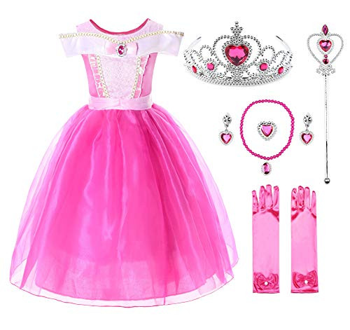 JerrisApparel Girls Princess Costume Dress Pageants Party Fancy Dress  Ankle Length with Accessories 6