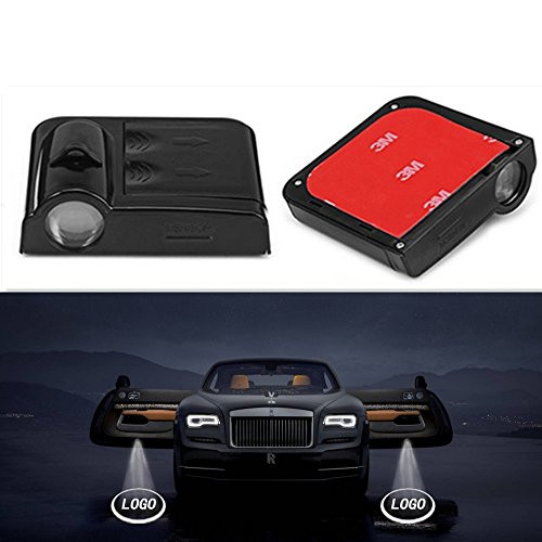 Benkesr Wireless door LOGO lamp VOLVO Wireless Universal Car Projection LED Projector Door Shadow Logo Light Welcome Lamps Courtesy Lights Kit Magnet Sensor(VOLVO)