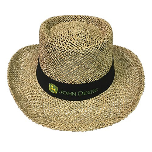 John Deere Brand Gambler Black Straw Hat John Deere Brand Gambler Black Straw Hat