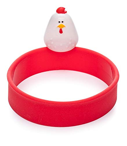 MSC International Doodle Doo Nonstick 50666 Joie Eggy 35  Non Stick Silicone Compact Egg Ring with Folding Handle Red