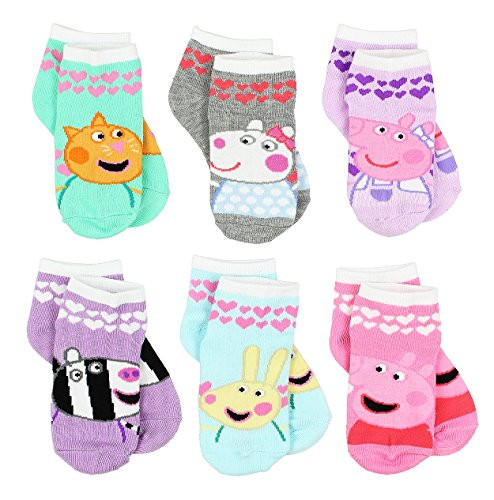 Peppa Pig Girls 6 pack Socks  Shoe  4 7  Sock  2 4  Friends Quarter Multi