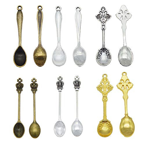 Julie Wang 60pcs Mixed Spoon Kichten Charms Pendants for Jewelry Necklace Bracelet Making