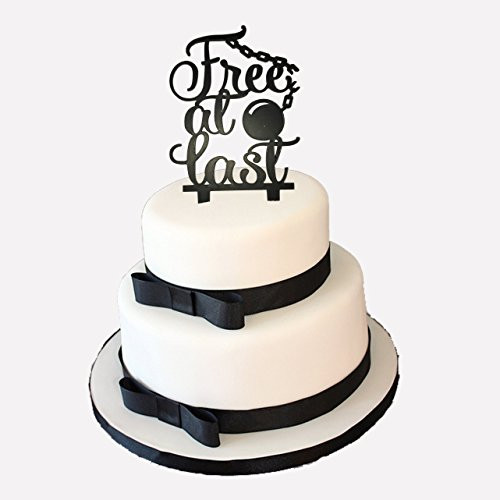 Divorce Party Cake Topper, FREE AT LAST, Broken Ball and Chain Black Acrylic, Centerpiece Decoration or Photo booth Prop, Breakup Party